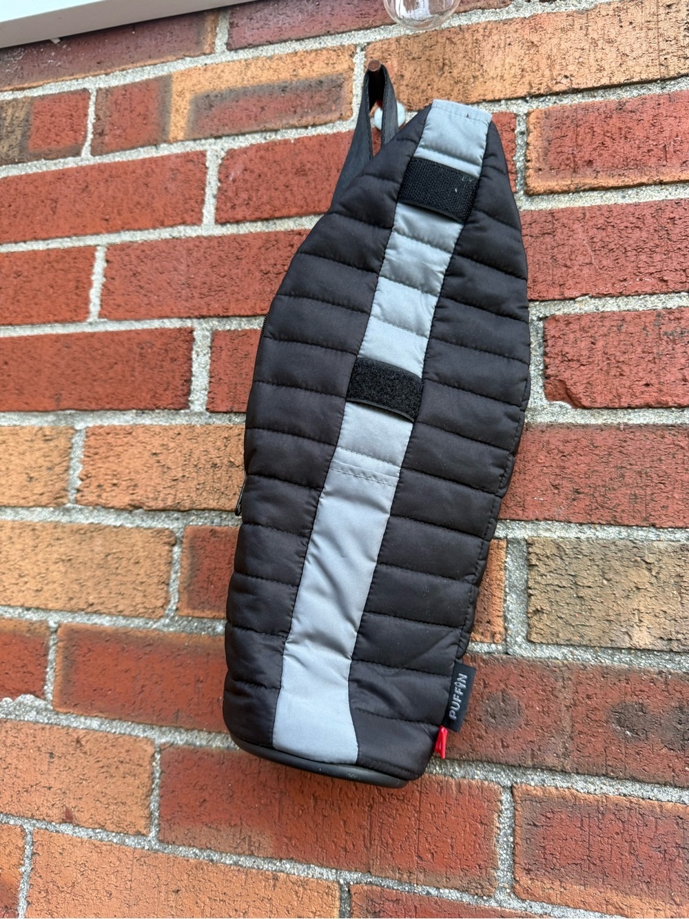 Puffin XL Insulated Water Bottle Sleeve Black Gray Puffer Drinkwear Carrier